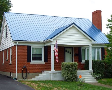 blue metal roof on brick house|brick house metal roof pictures.